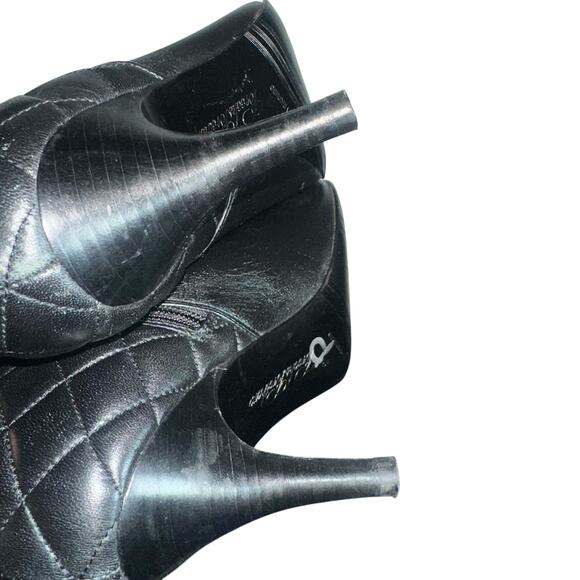 Brooks Brothers Black Leather Quilted Ankle Booties Heels Sz 8 quiet luxury - Picture 6 of 9